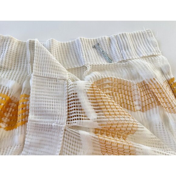 Vintage 1970s curtain, white, orange groovy wavy pattern, short single pleated - Picture 8 of 10